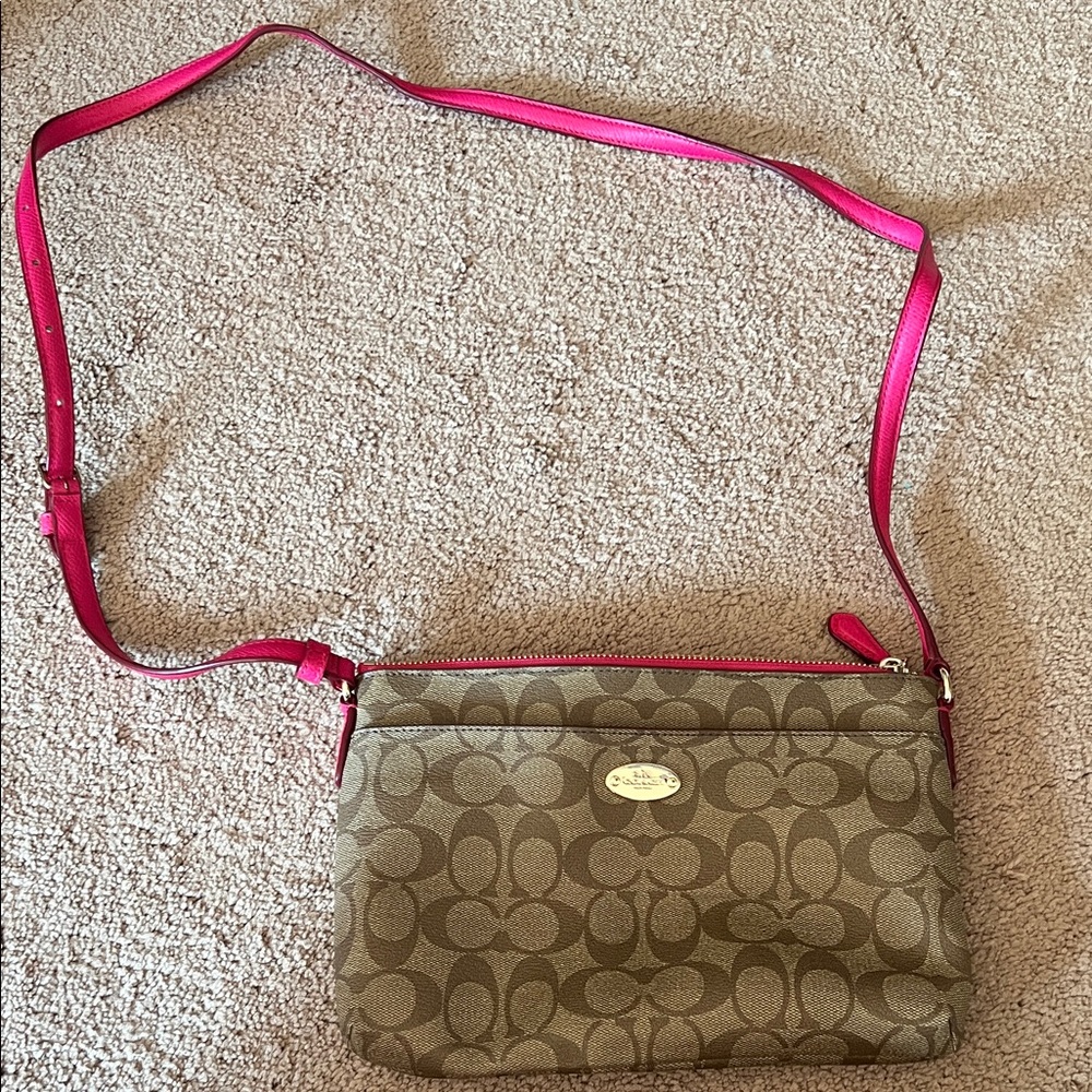 Coach Tan and Pink Crossbody Bag